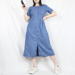 Vintage Embroidered Denim Dress